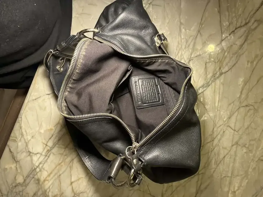 COACH SOHO F13108 Vintage Black Soft Leather Bag Large Hobo Shoulder Handbag
